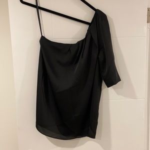 Club Monaco Black One Shoulder Top
